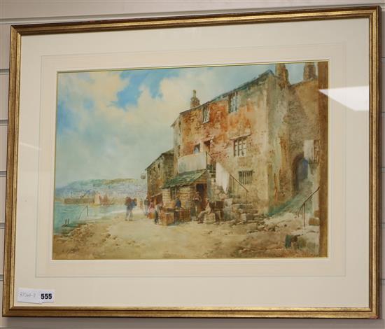 W.H. Sweet, watercolour, figures on the wall, signed, 36 x 53cm